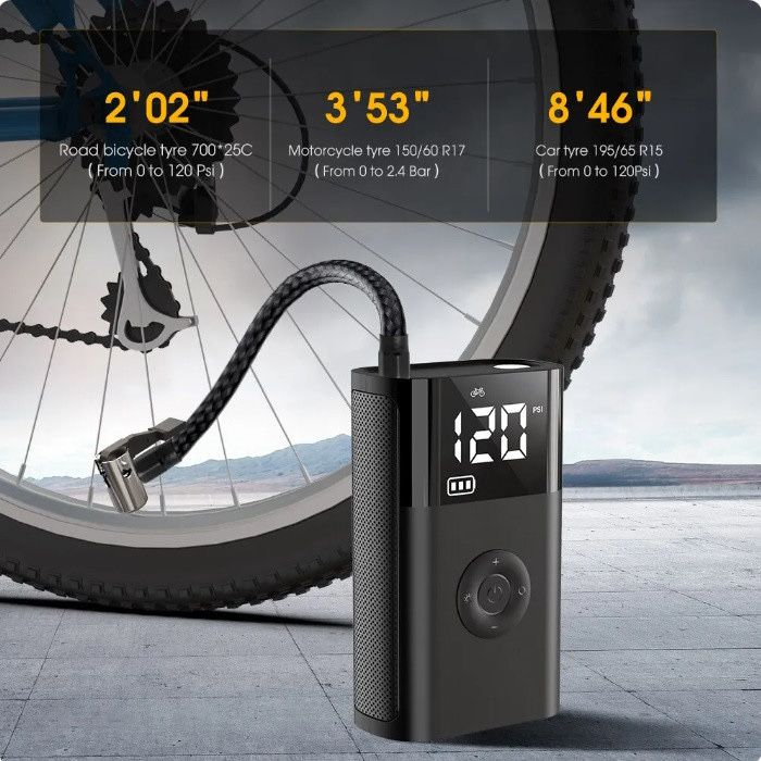 Беспроводной авто компрессор CARSUN Mini + повербанк| Насос для машины