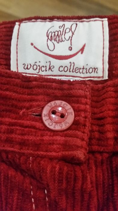 Sztruksy spodnie spodenki czerwone w prążki WÓJCIK COLLECTION R 116