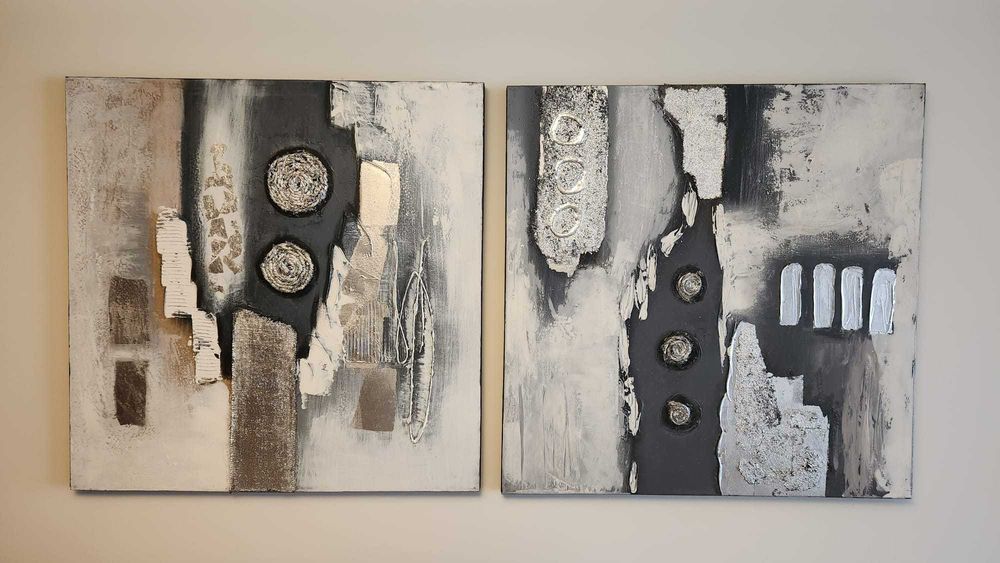 Quadros abstractos em cor cinza, 2 unidades