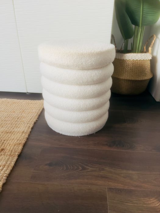 Banqueta Pouf Tamborete Bouclé