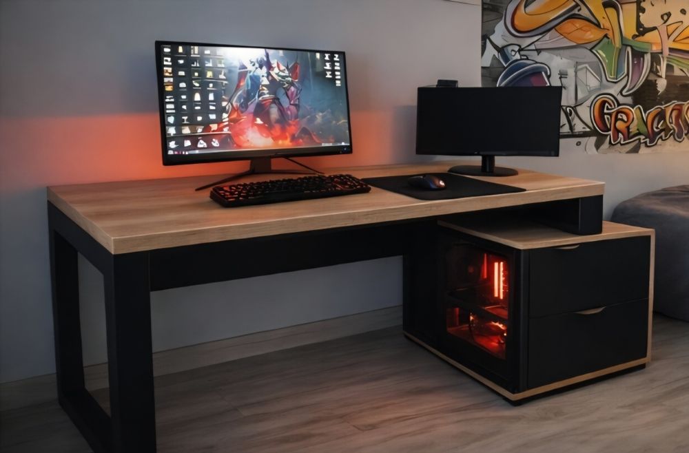 Biurko loft gamingowe  plus szafka  ,ręczna robota ,solidne