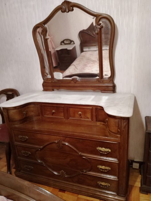 Mobília de Quarto com Pedra Mármore - Anos 60