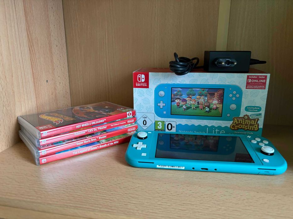 Konsola Nintendo Switch lite turkusowa + 4 gry