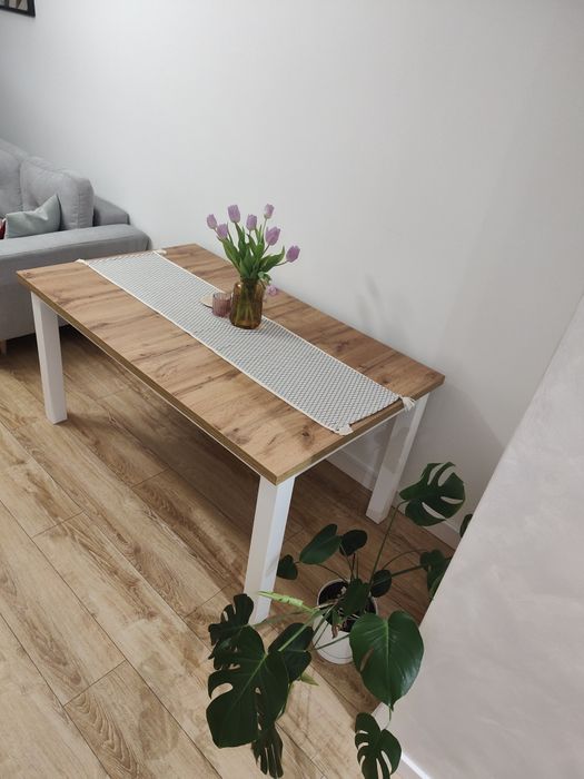 Nowoczesny, duży stół rozkładany + 4 krzesła | Styl skandynawski | IDE