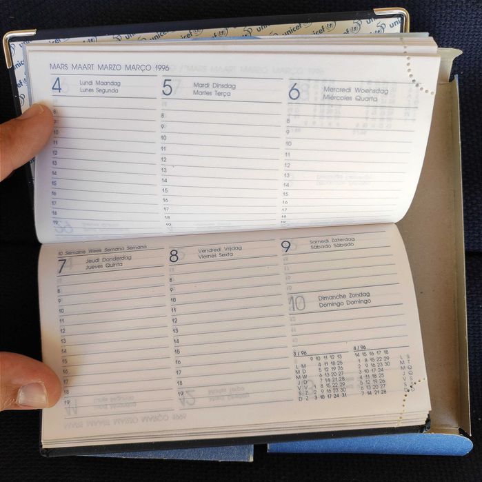 Agenda / diário Unicef comemoração 50 anos (1946 a 1996)