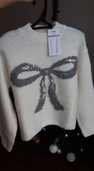 Новий! Святковий різдвяний джемпер, светр біла кофта. M (44-46)