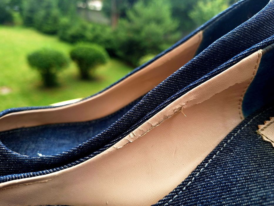 Jeansowe espadryle na koturnie ZARA jeans