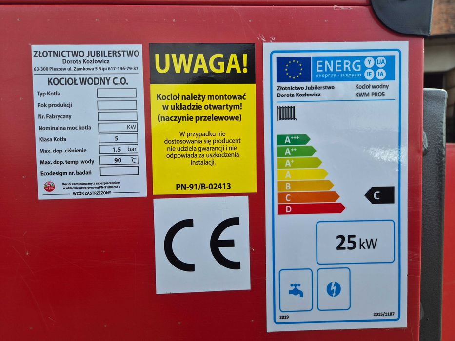 KOTŁY 25 kW do 250m2 Kocioł z PODAJNIKIEM Piec na EKOGROSZEK