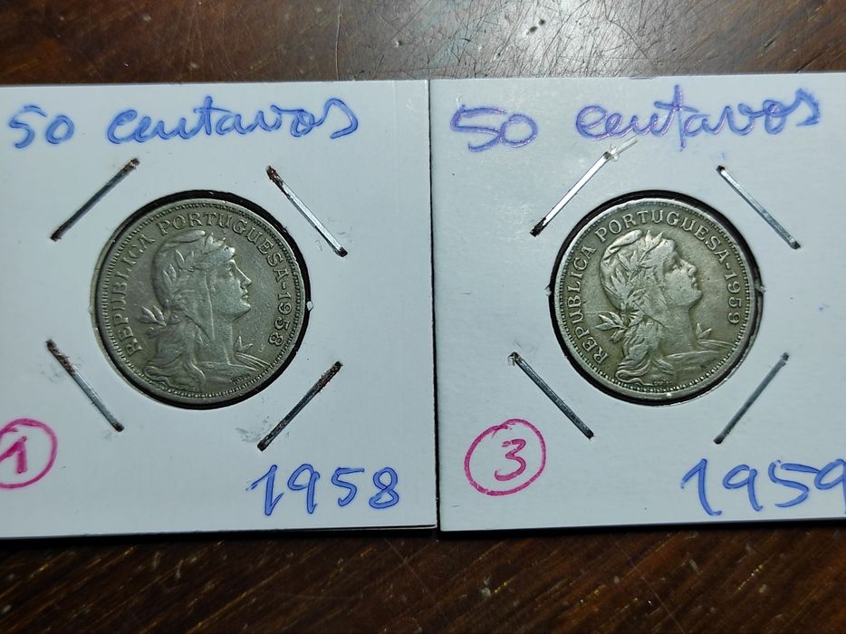 LOTE DE 6 MOEDAS 50 centavos de 1955, 57, 58, 59, 60 e 61.