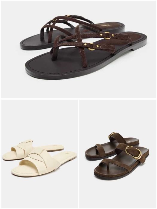 Шкіряні шльопанці Zara