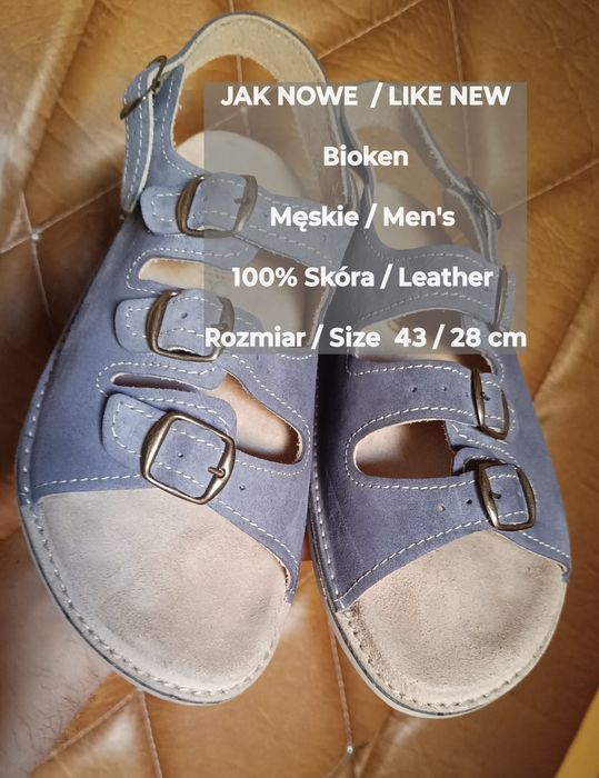 Bioken  Męskie sandały skórzane, 100% Skóra, Rozmiar 43 / 28 cm