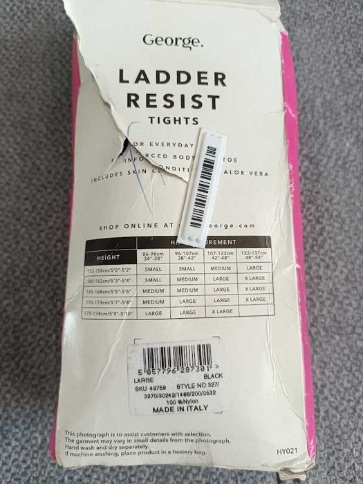 Продам женские черные колготки George Ladder Resist 20 Den Large 4шт