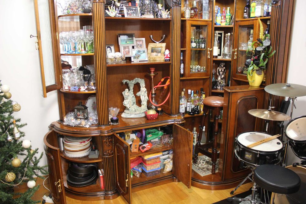 conjunto móveis sala madeira cerejeira