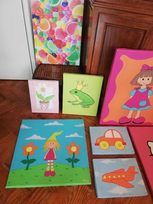Lote de 13 quadros/ telas pintadas à mão -encerramento de loja NOVOS