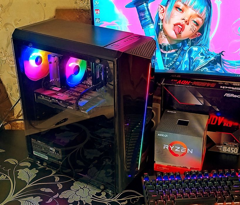 RTX2060 Super 8gb+ Ryzen 5 5500+ 16Gb DDR4 игровой компьютер AM4 AM