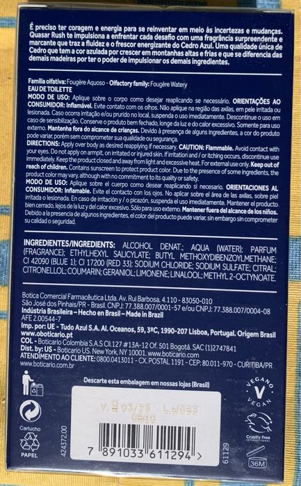 Perfume Quasar Rush 100 ml oBoticário