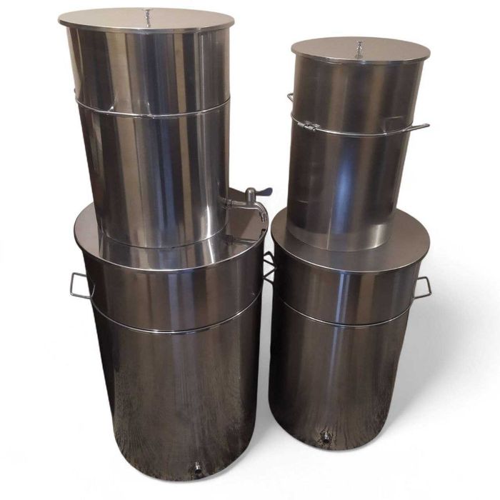 Barris recipientes tanques 50, 100 e 150L  inox com tampa e torneira