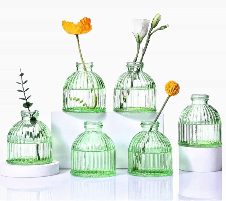 6 szt Małe Wazony szklane.