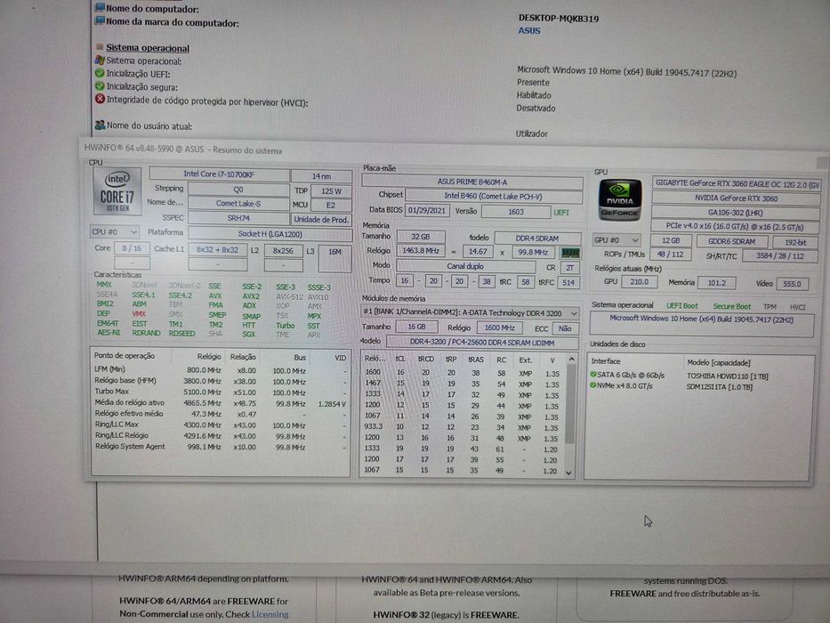 Setup Pc Gaming Completo (Vendo/Troco por consola) – PC i7 + RTX 3060 32GB Ram