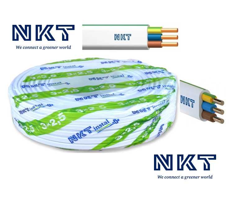 Przewód NKT instal + YDYp Kabel Płaski 3x2,5, 3x1,5