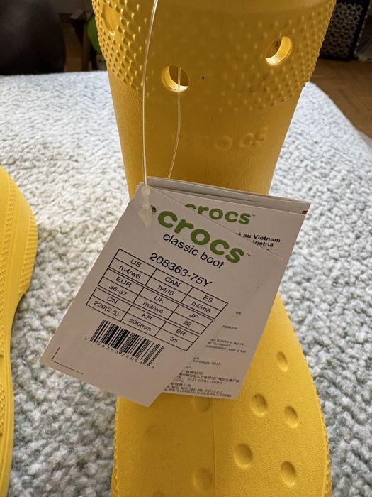 Kalosze Crocs Classic Boot żółte – nowe z metkami, rozm. 36–37
