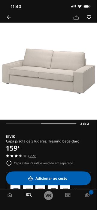 Sofá Kivik IKEA 3 lugares Cinza