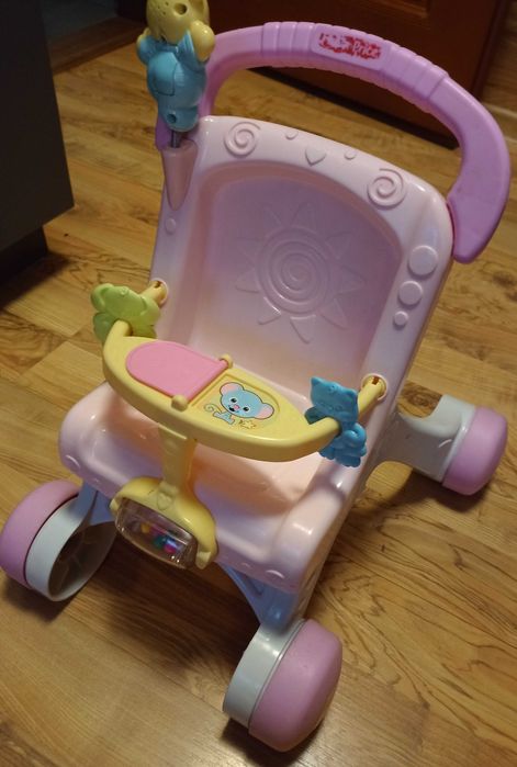 Wózek plastikowy dla lalki z funkcją pchacza