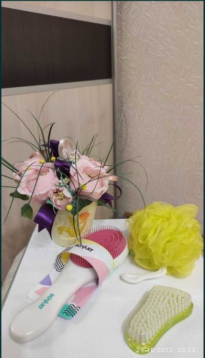 Набор Расческа Sovart. Мочалка д/душа и щетка для ног