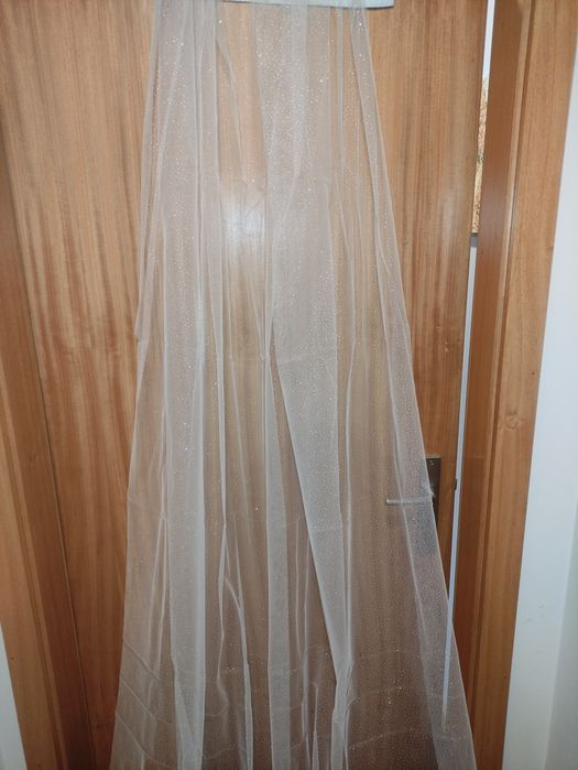 Véu Comprido Noiva Tule Glitter 3M