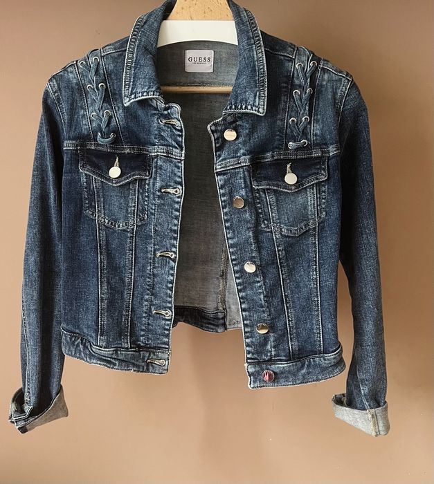 Guess kurtka jeansowa granatowa jeans niebieska S ozdobny warkocz