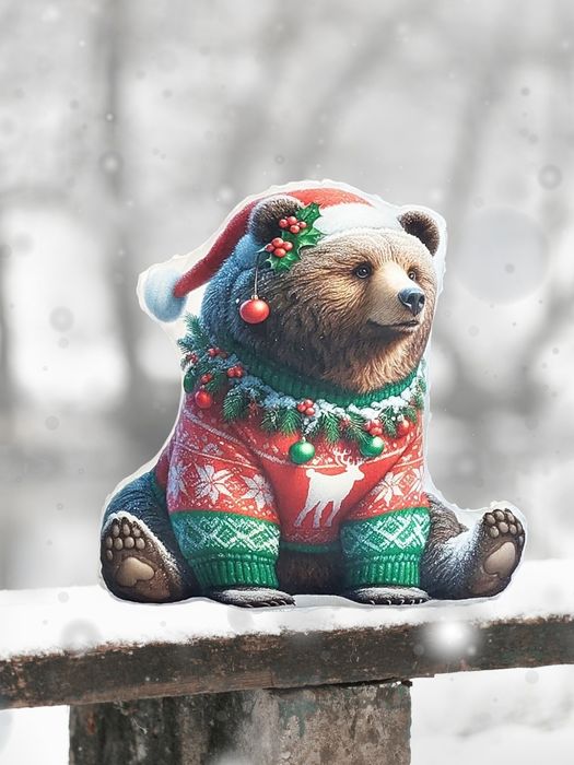 Poduszka niedźwiedź, miś, maskotka, przytulanka, welurek i minky