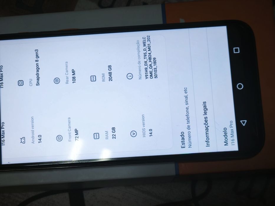 Smartphone I16 max pro 22gb ram 2048gb rom
