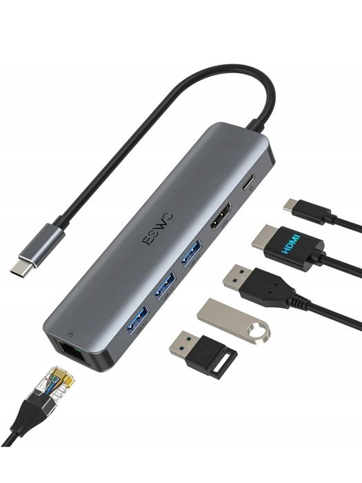 Hub USB JESWO OA07168 7w1 adapter portów