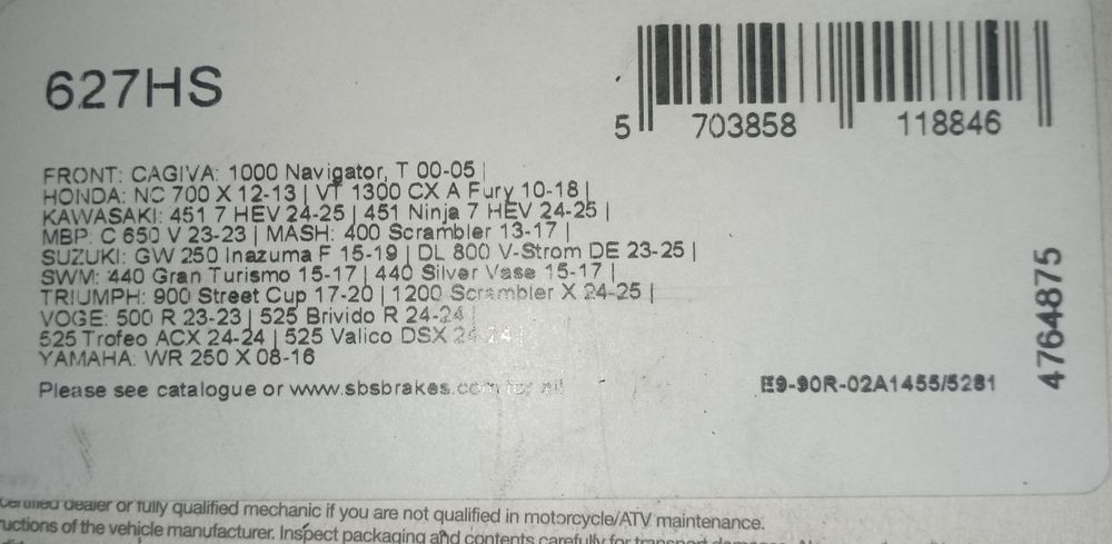 Pastilhas SBS 627HS Sinterizadas