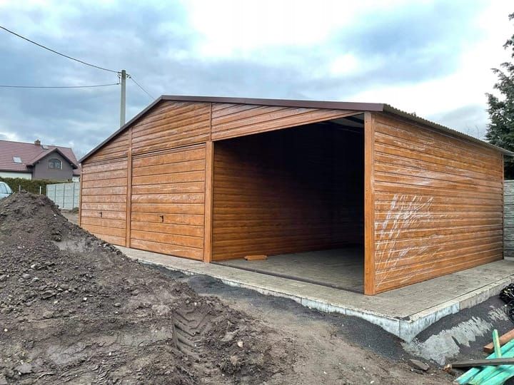 Garaż blaszany blaszak drewnopodobny 6x5m wiatka 3m