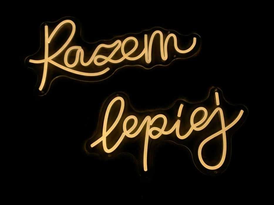 Razem lepiej napis neon ledon Na skraju raju wesele ślub