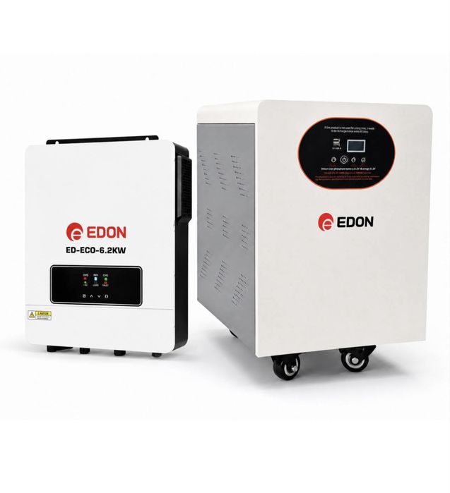 Комплект резервного живлення EDON 6.2 кВт гібридний інвертор ED-ECO-6.2KW + LiFePO4 акумулятор ED-110AH-51.2V 5.632 кВт/год