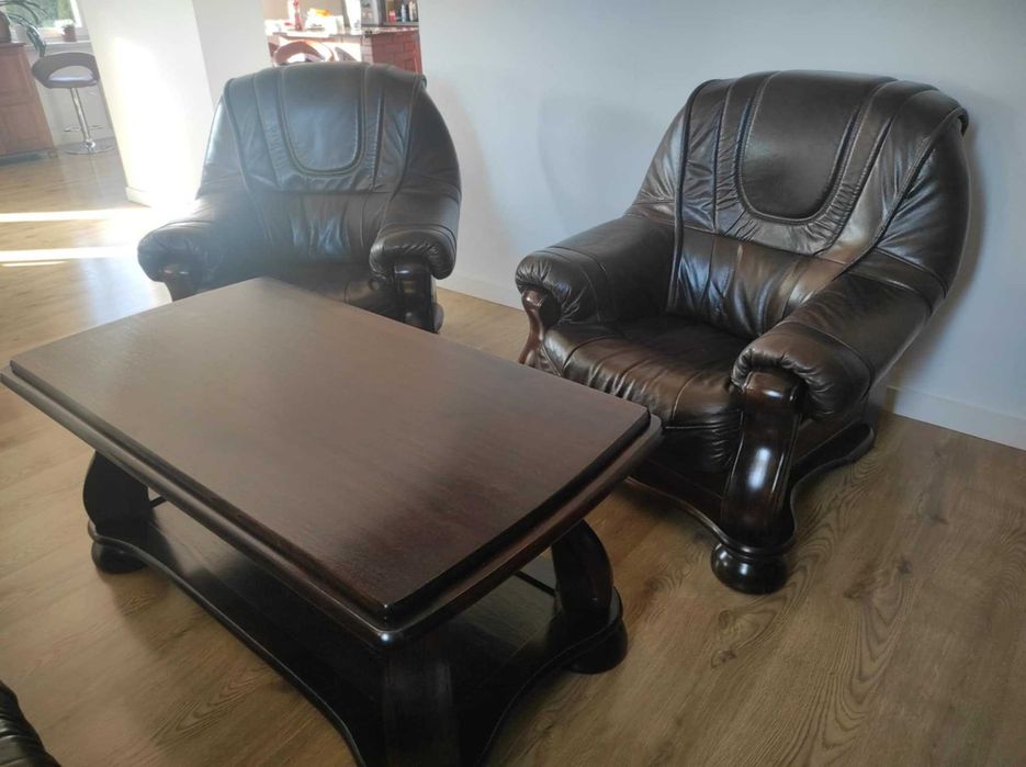 Meble skórzane + ława