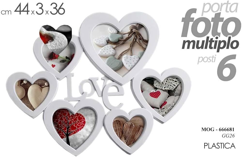 Нова Фоторамка-Колаж Пластикова настінна рамка Love 6 Hearts