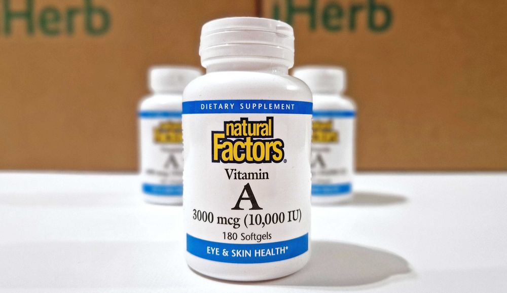 Вітамін A, Natural Factors, 3000 мкг (10 000 МО) 180 капсул. Vitamin A