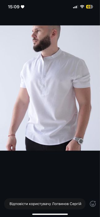 Лляна сорочка з коротким рукавом