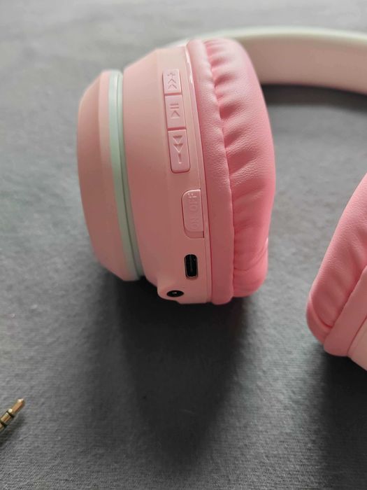 Słuchawki Kocie Uszy RGB Bluetooth USB-C | Odczepiany Mikrofon