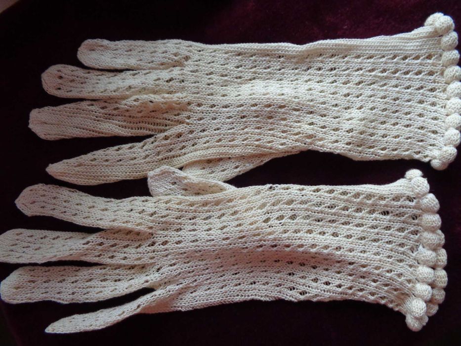 рукавички весільні ажурні шовк 27см