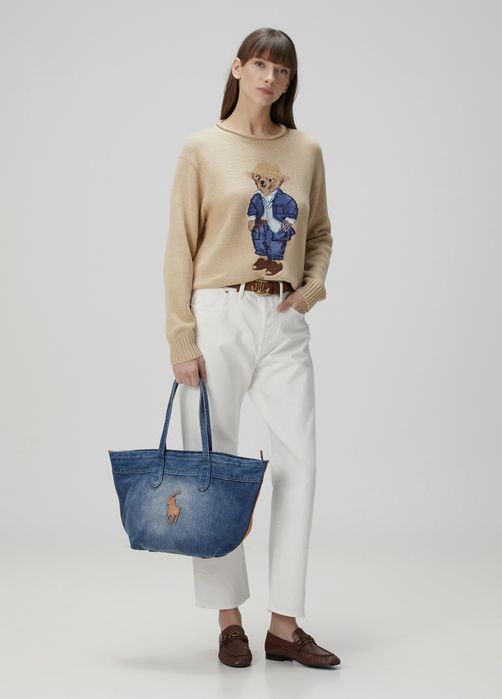 Сумка женская vip  Ralph Lauren джинсовая с кожаными вставками.