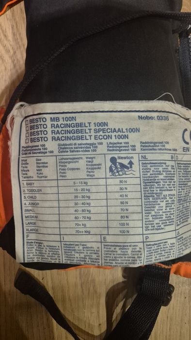 Kamizelka ratunkowa dziecięca BESTO – rozmiar 1 (5–15 kg)