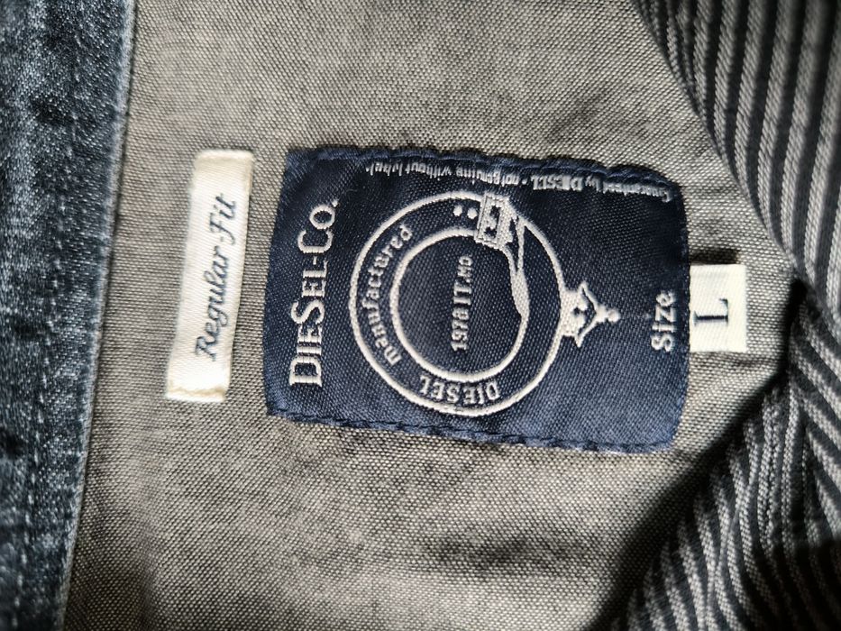Diesel koszula męska L czarna szara w prążki