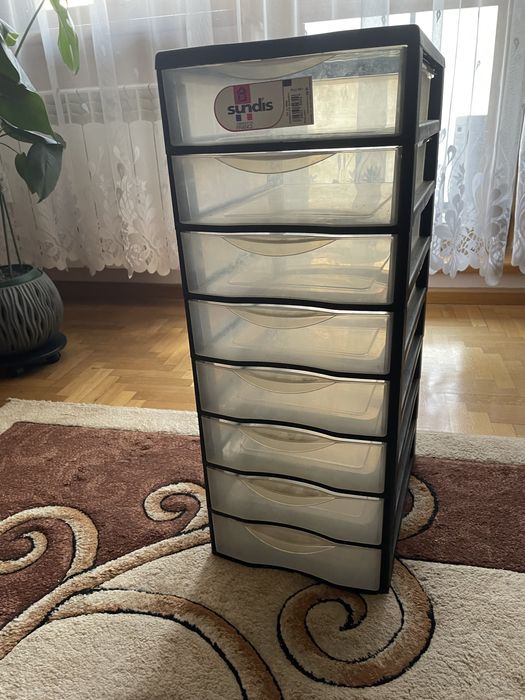 Plastikowy organizer | 8 szuflad | stan bdb