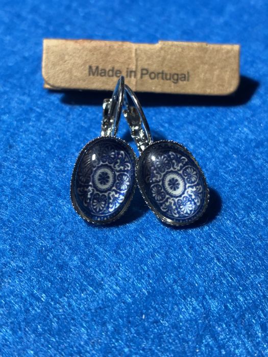 Brincos azulejos portugueses ovais