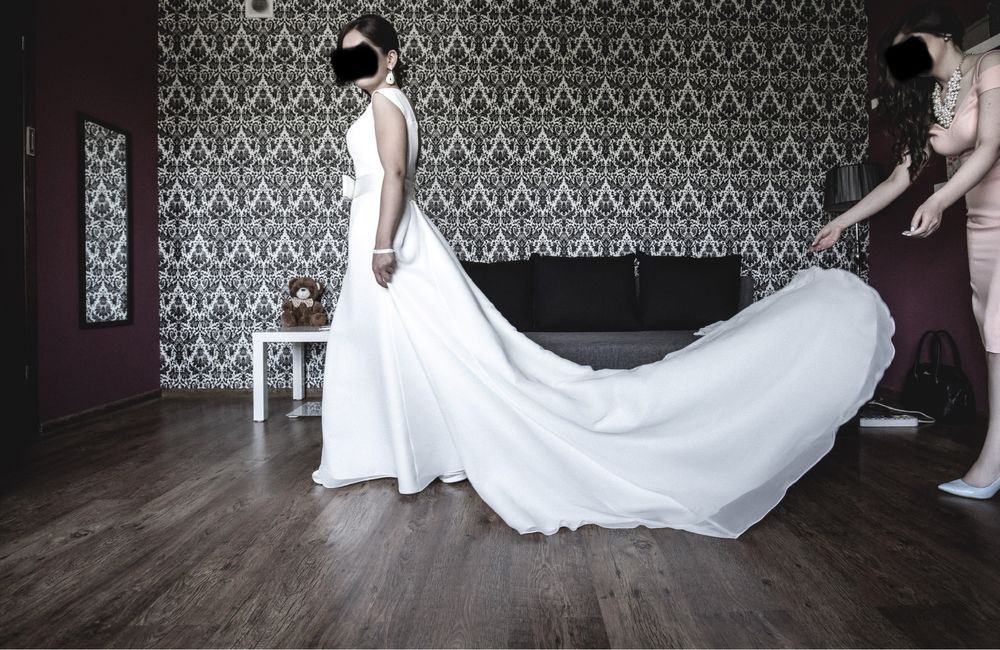 Suknia Ślubna Klasyczna Prosta dla 156cm wzrostu