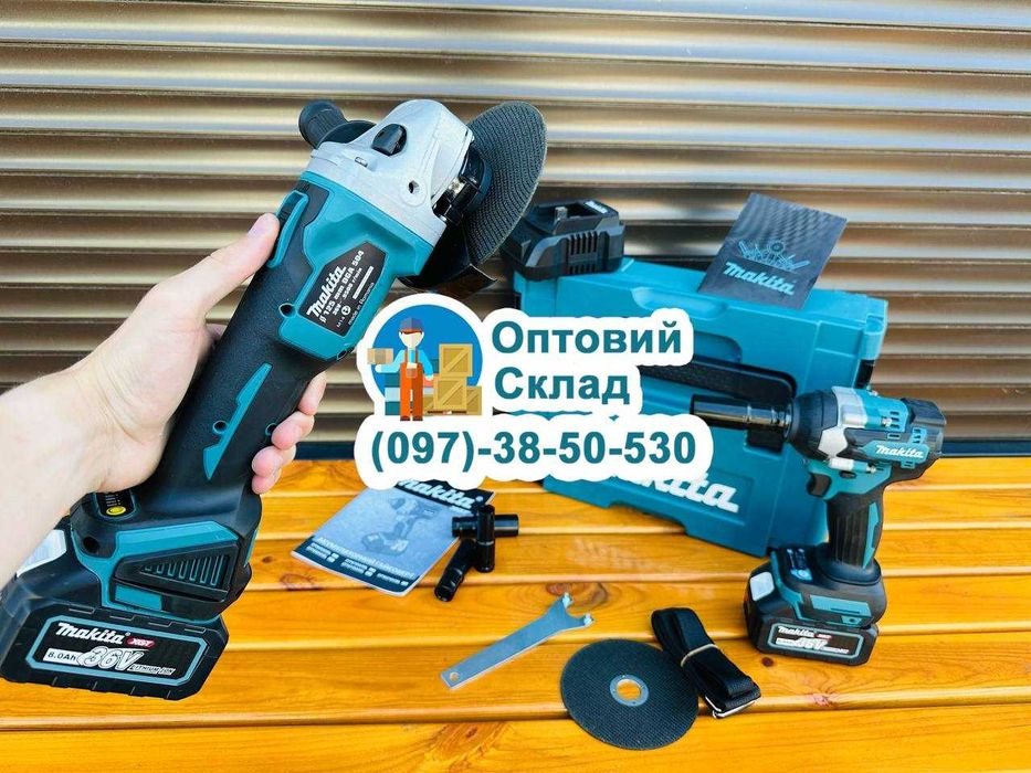 2/1 Макита Акумуляторний набор Болгарка DGA504 + Гайковерт DTW500 XGT